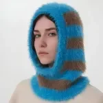 Two-Tone Plush Balaclava Beanie – Retro Winter Neck Protector