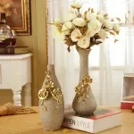 Europe Gilt Frosted Porcelain Vase – Vintage Ceramic Flower Vase for Home, Office & Wedding Decor