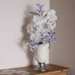Vintage Ceramic Vase with Golden Handle – Floral Arrangement Pot