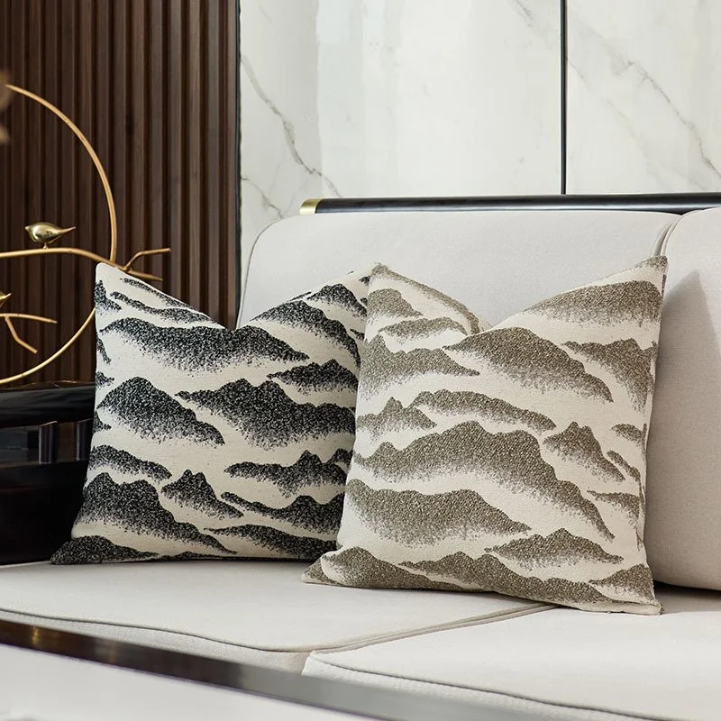 Luxury Jacquard Cushion Cover - Chinese Landscape Pillow Case