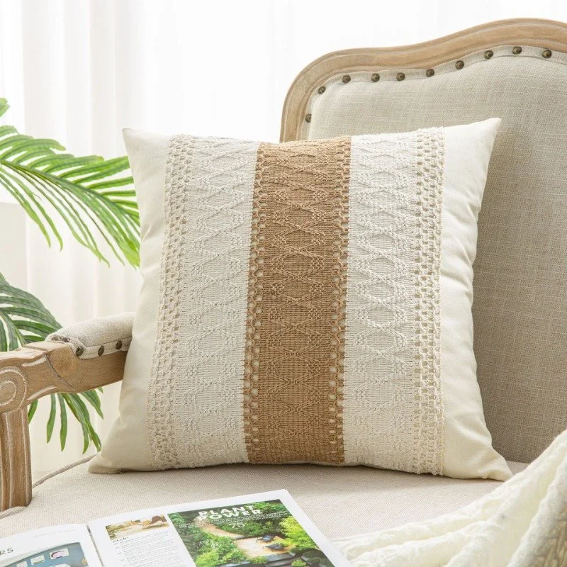 Bohemian Textured Linen Pillow Covers – Trendy Boho Chic Throw Pillowcases