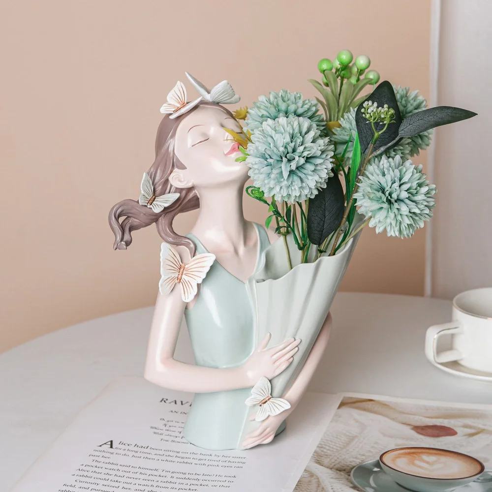 Mint Green Butterfly Girl Vase