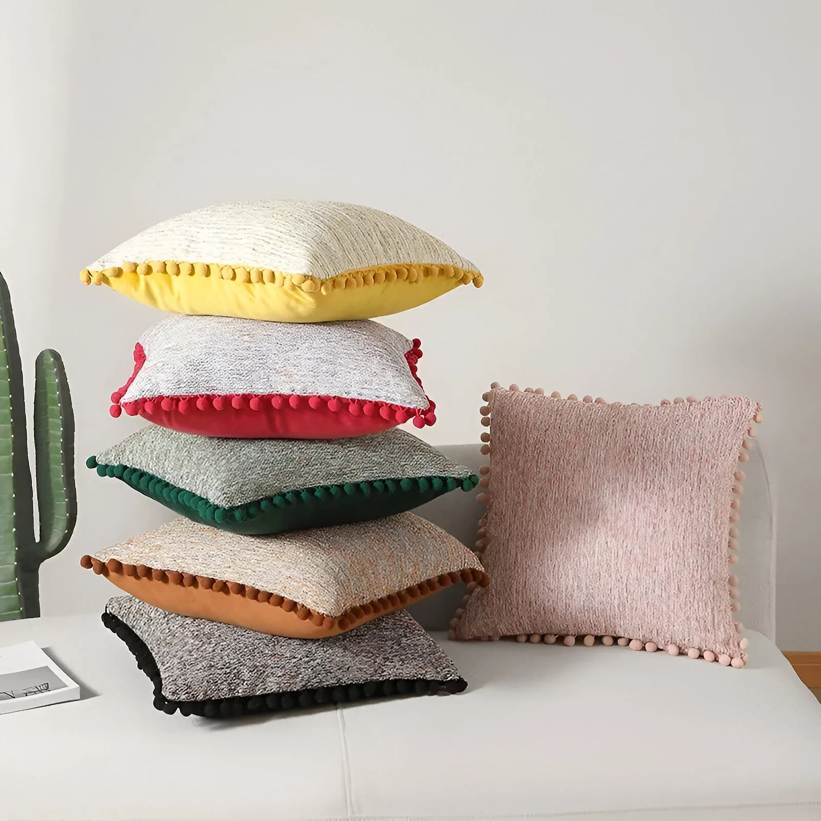 Oil Painting Woven Tassel Cushion Cover – Nordic Decorative Pillow Slip