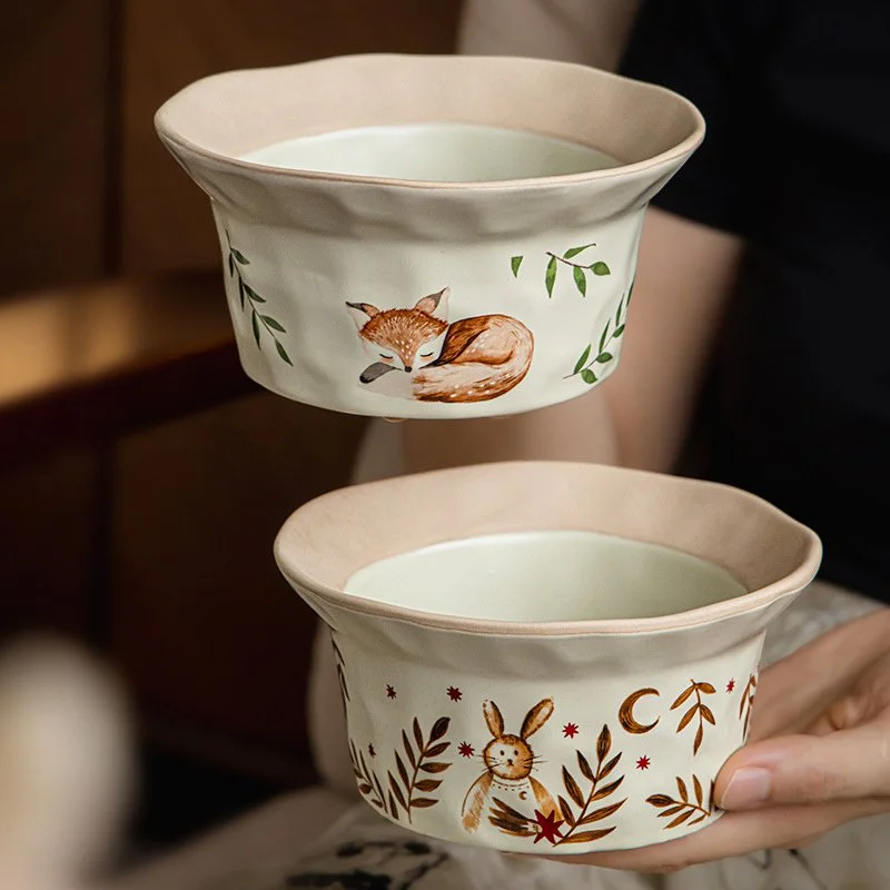 Vintage Porcelain Straw Hat Salad Bowls