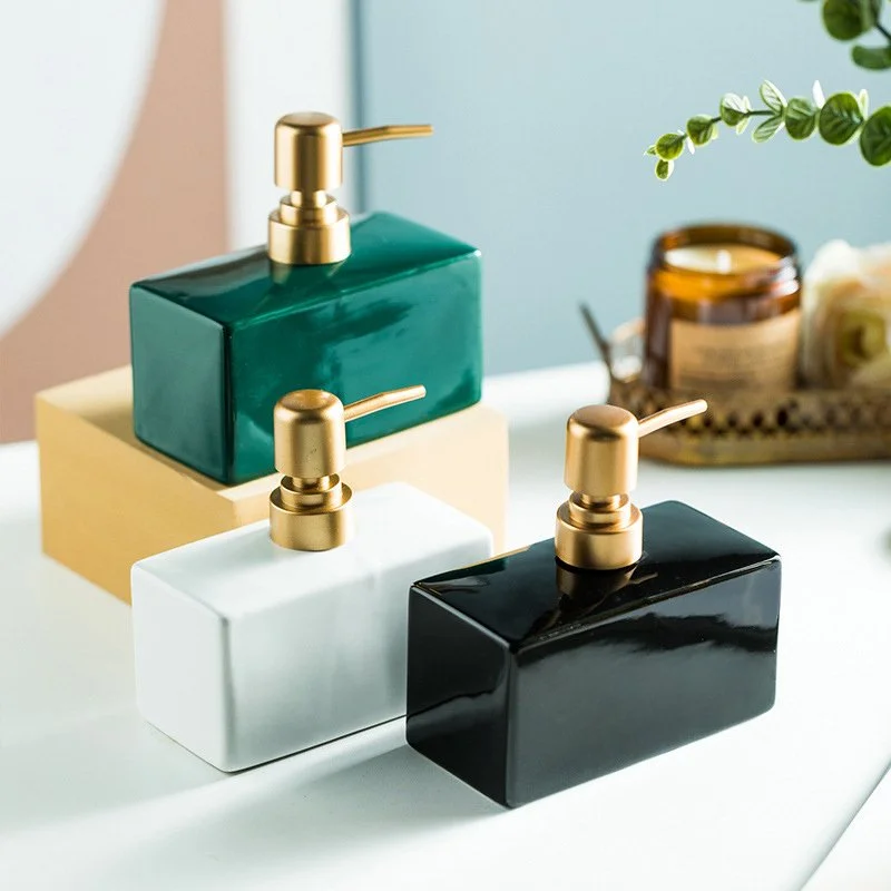 Modern Rectangle Ceramic Soap Dispenser for Bathroom & Kitchen