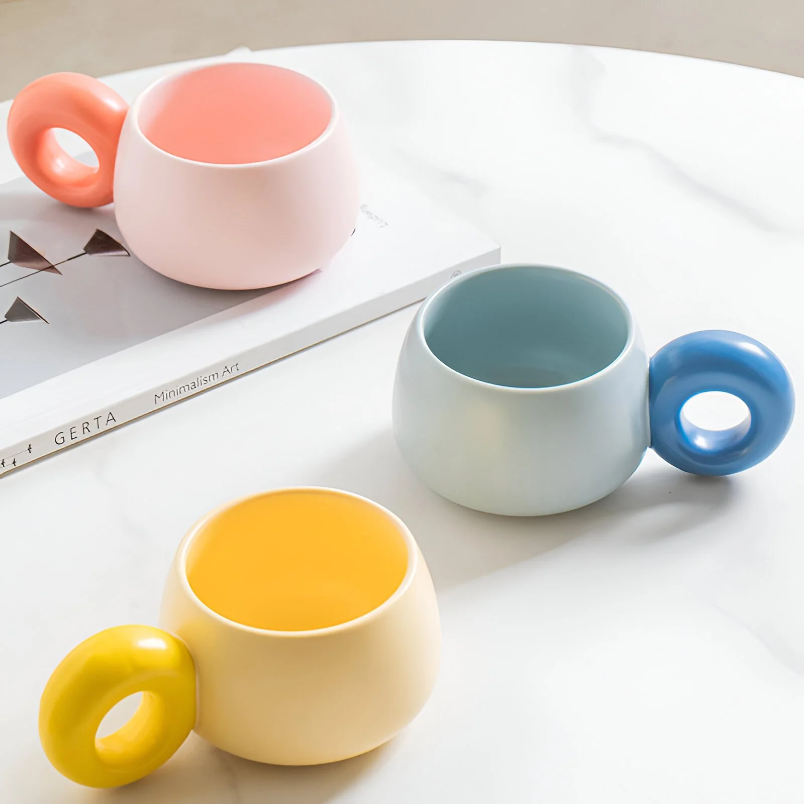 Minimalist 11.2 oz Cream Ceramic Coffee Mug with Handle