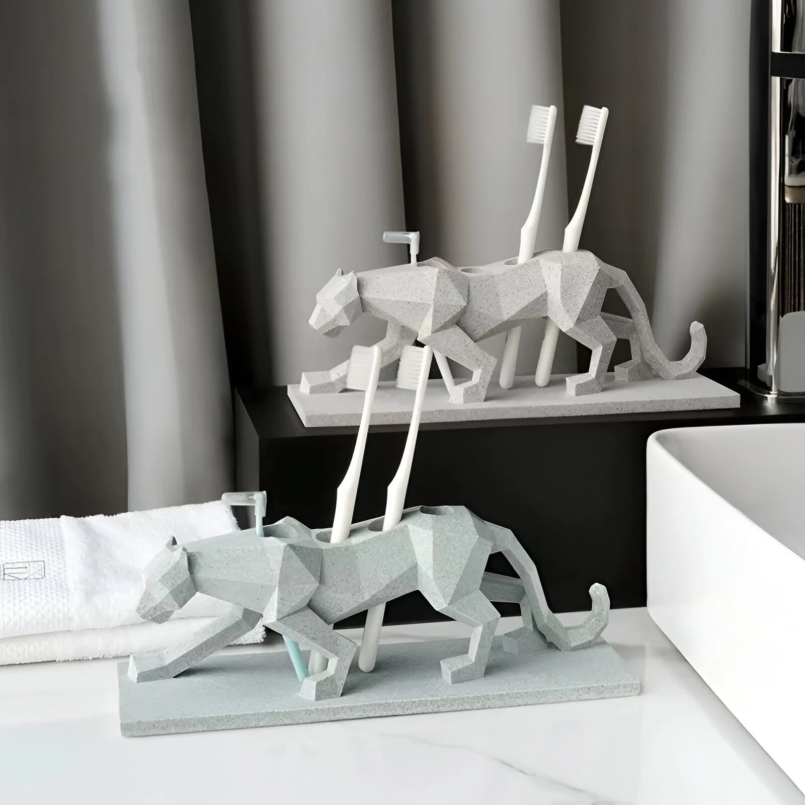 Sandstone Cheetah Toothbrush & Desk Organizer Holder