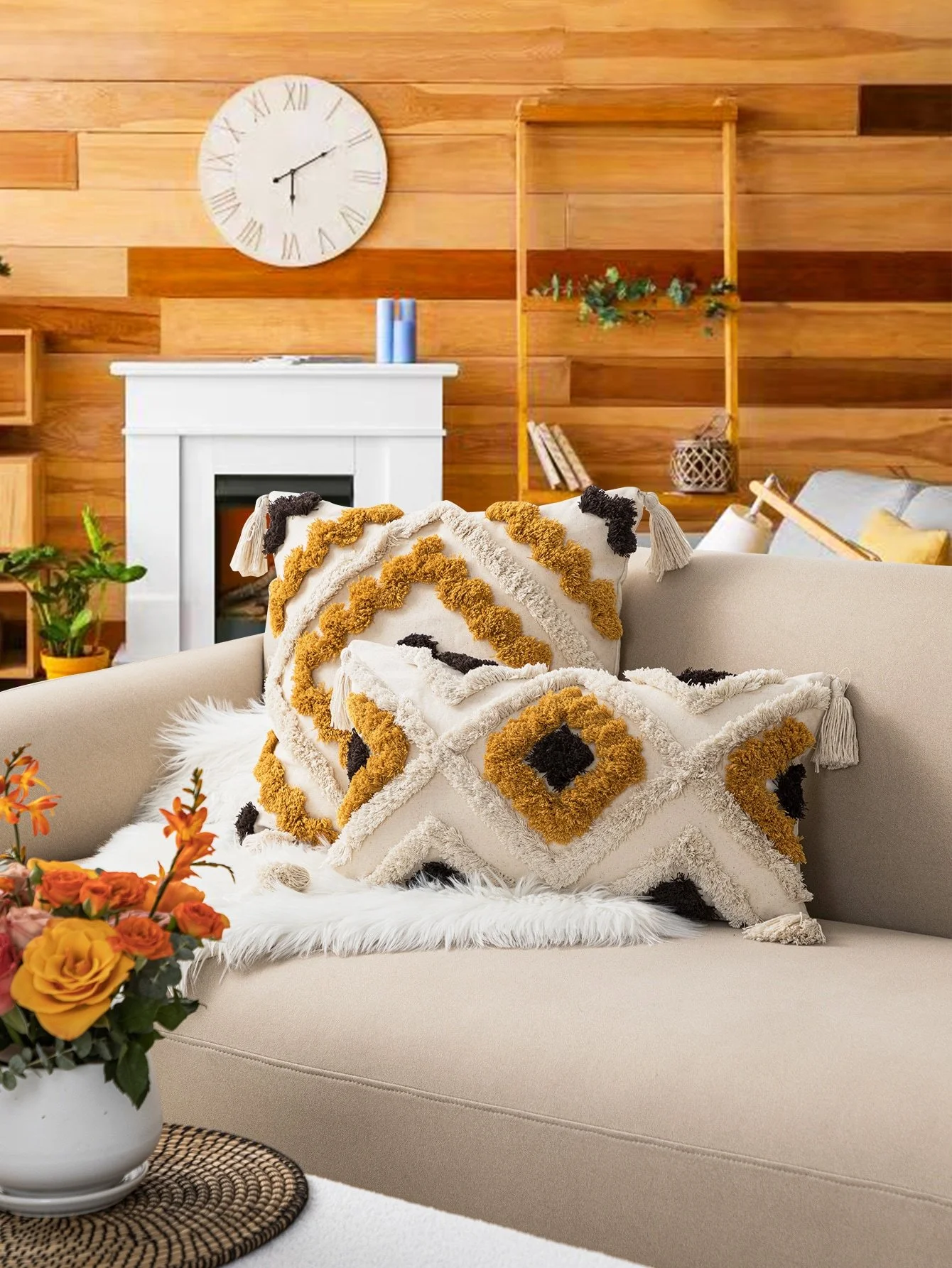 Nordic Tufted Geometric Pillowcase for Sofa & Bed Decor