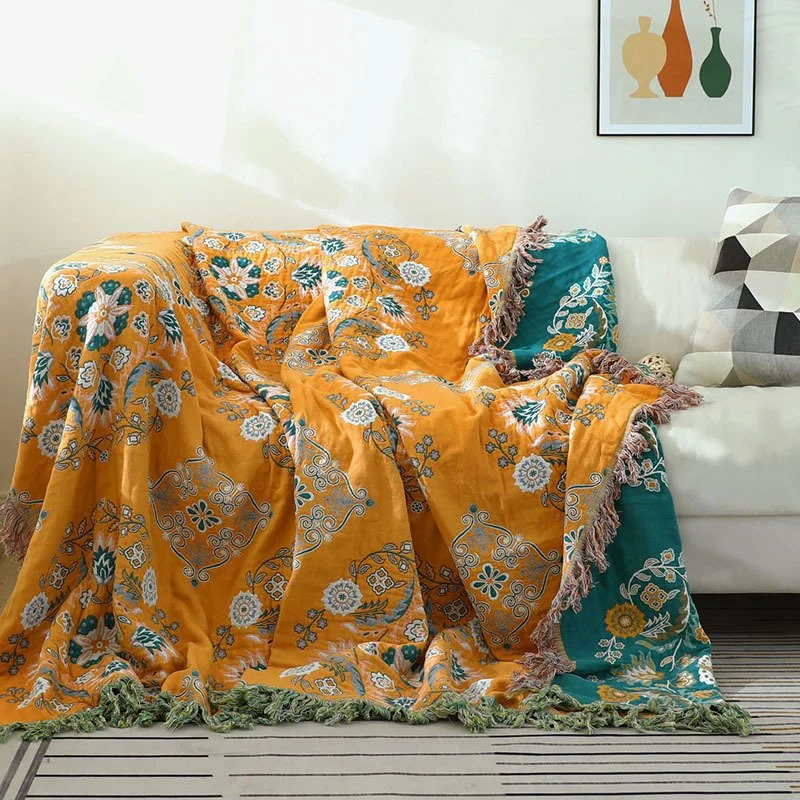 European Cotton Gauze Blanket with Tassels