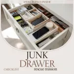 Junk Drawer Rescue Mission Checklist – How to Organize Junk Drawer Fast, Simple Home Organization Digital Download, Declutter Guide