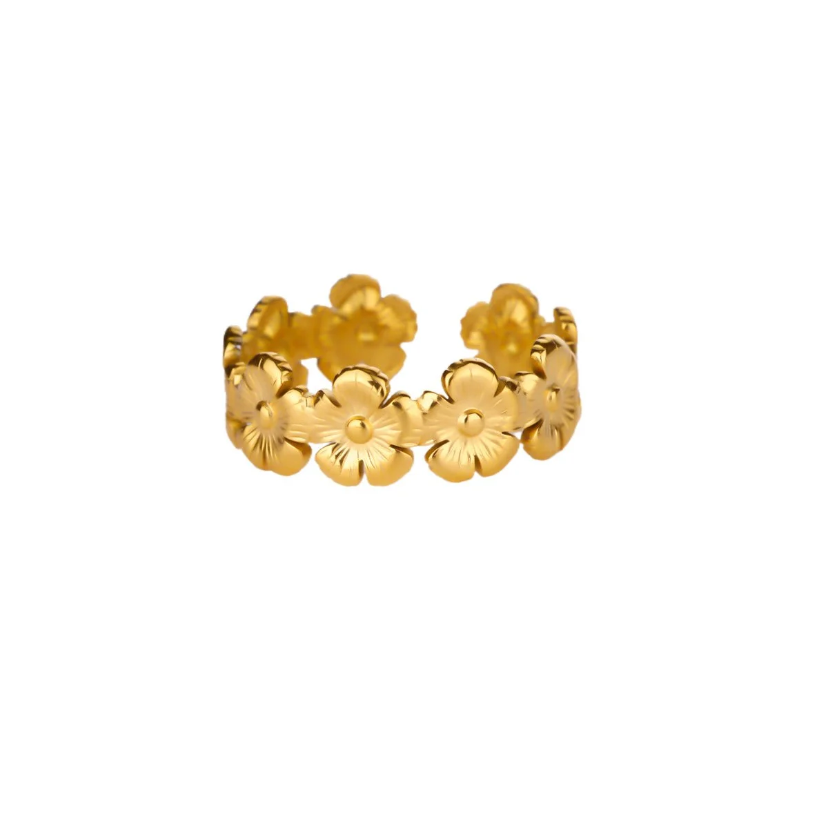 Minimalist Gold Flower Ring – Geometric Stainless Steel Design