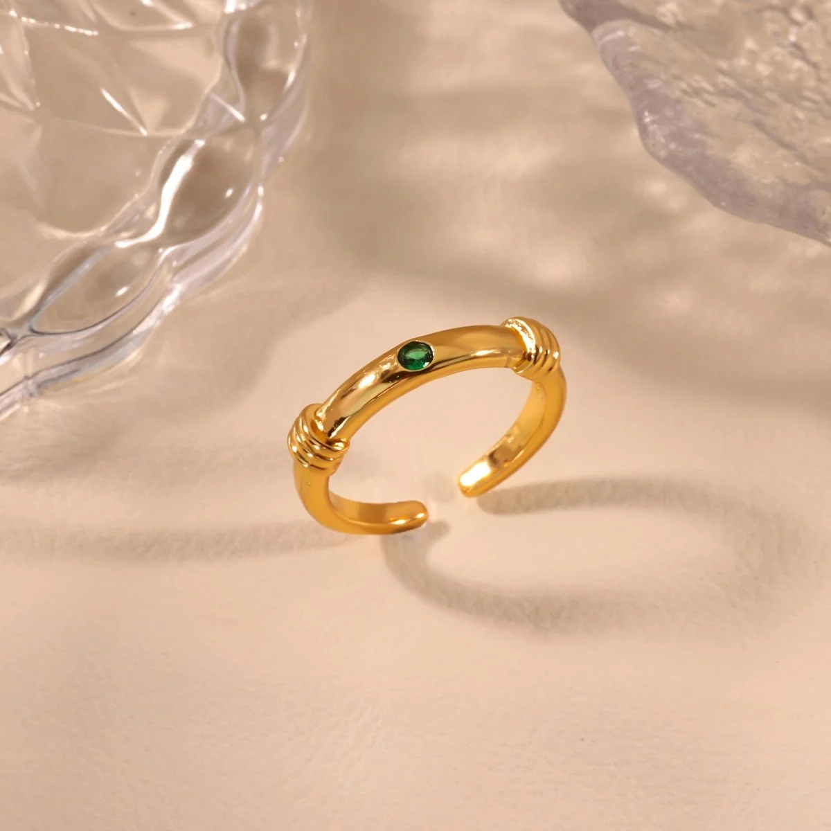 Zircon Green Knot Ring for Women