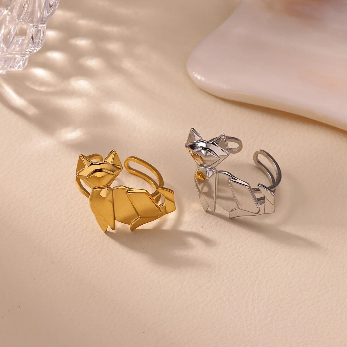Gold-Plated Stainless Steel Animal Rings for Women