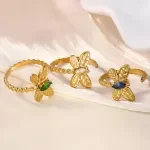 Luxury Gold Plated Zircon Butterfly Ring for Women