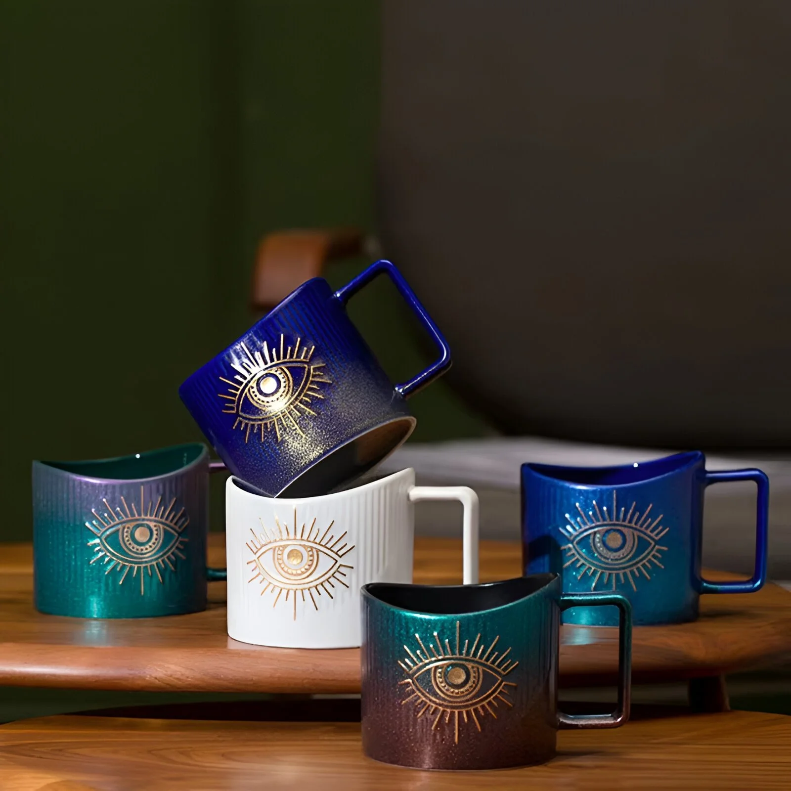 Gradient Ceramic Coffee Mug – Large Capacity Porcelain Cup for Home & Office