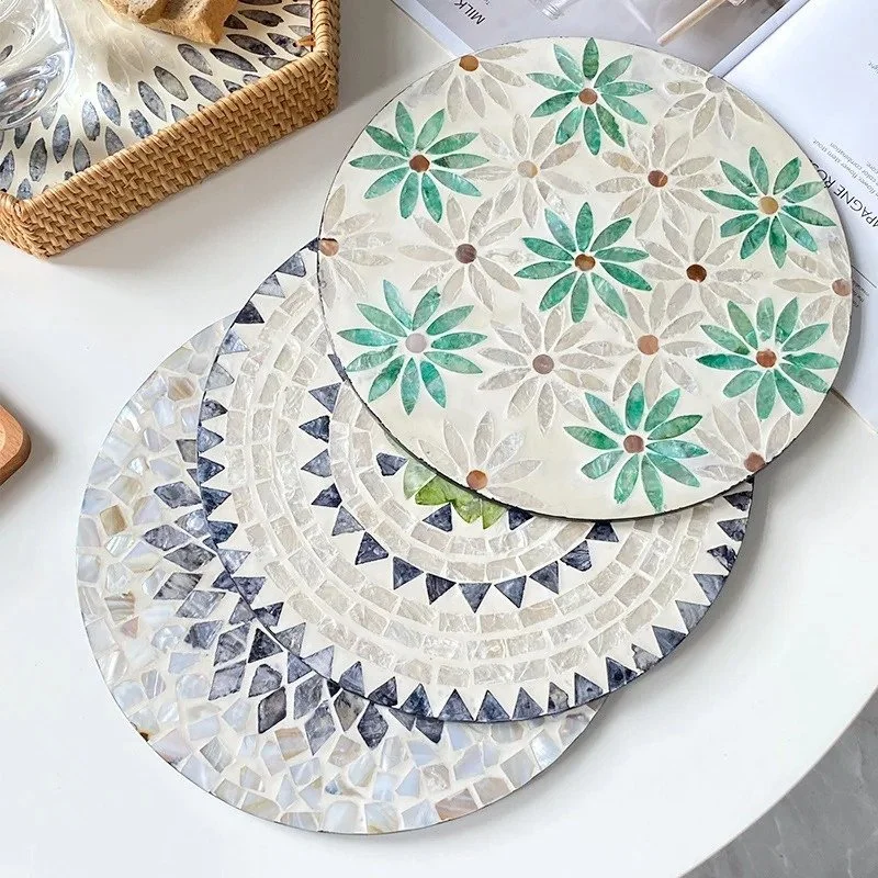 Handmade Natural Shell Round Tray
