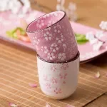 Japanese-Style Kung Fu Ceramic Tea Cup – Pink & Beige Porcelain Sub-Cup