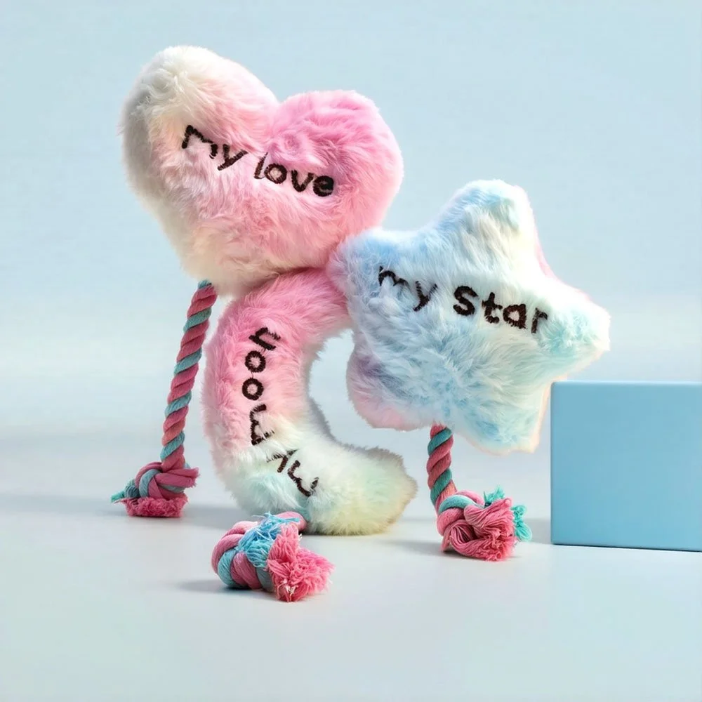 Heart Knot Chew Toy for Dogs & Cats - Durable Squeaky Molar Play Toy