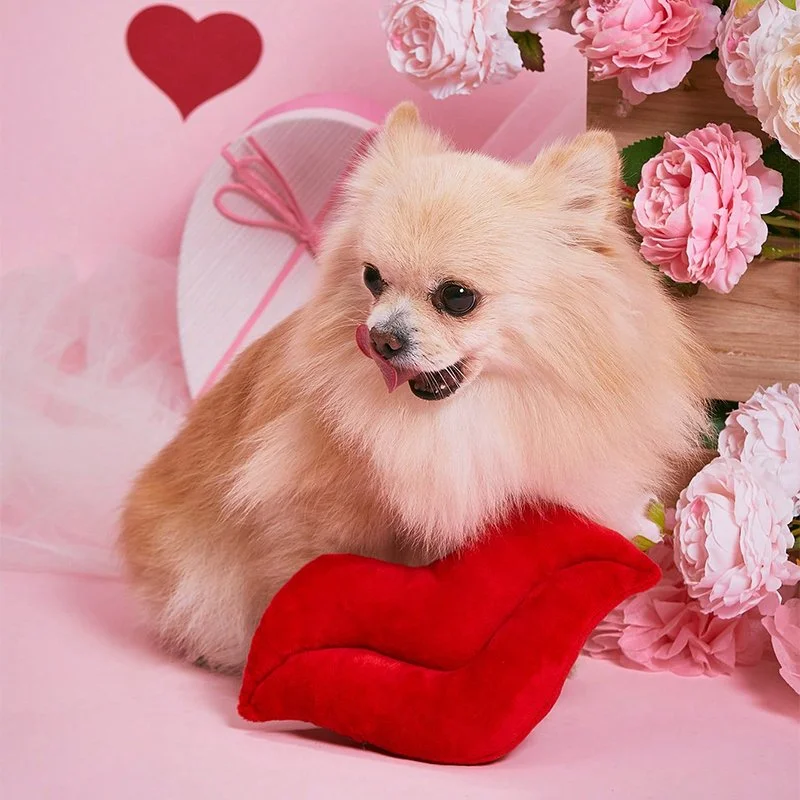 Red Lips Plush Dog Toy