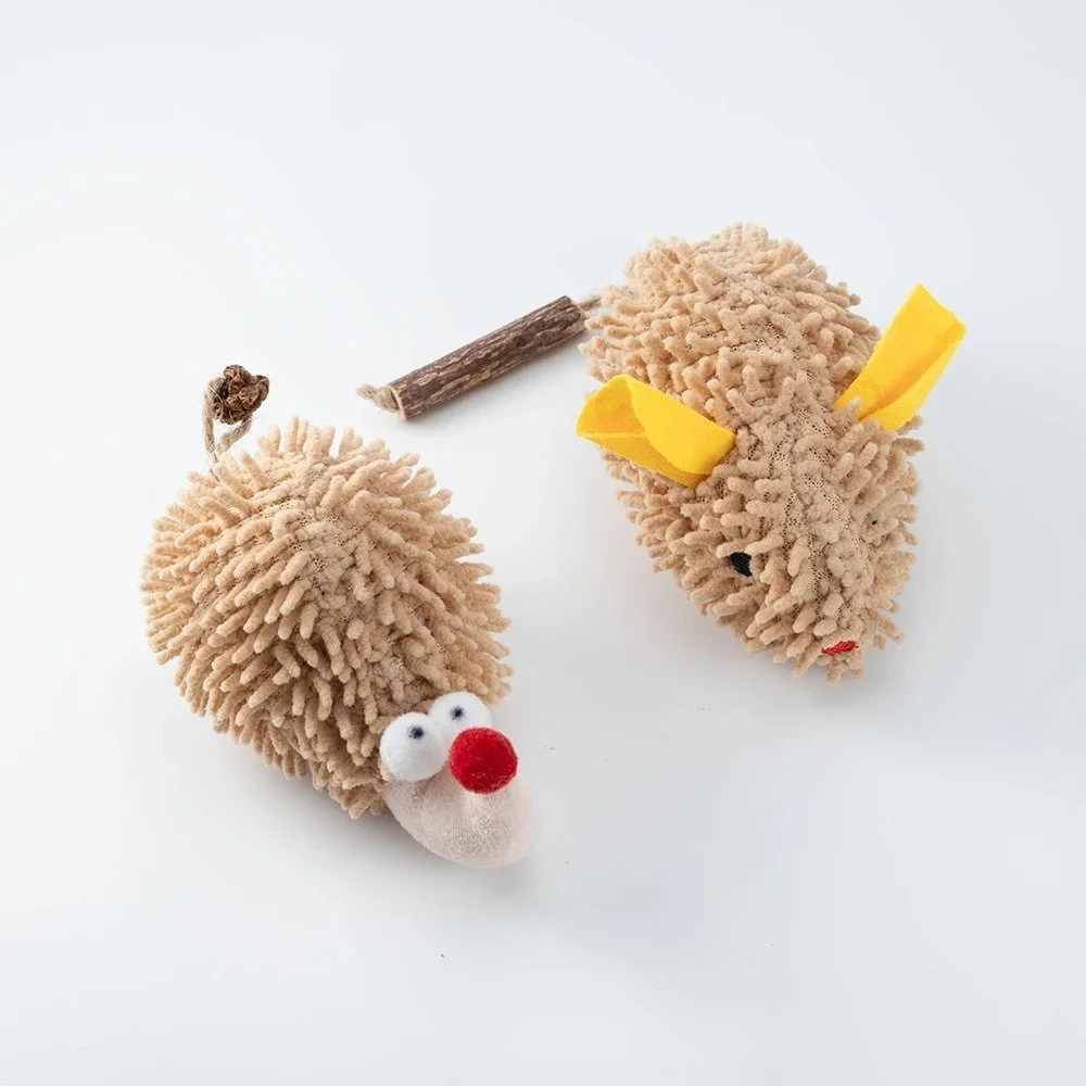 Interactive Plush Hedgehog Mouse Catnip Toy for Cats product view 2