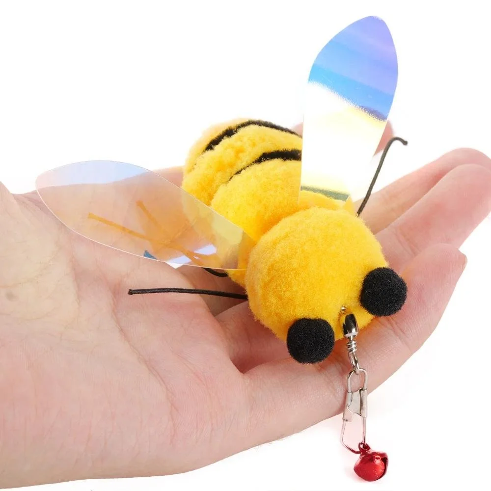 Plush Bee Cat Toy Pendant Chew & Teaser Head Attachment