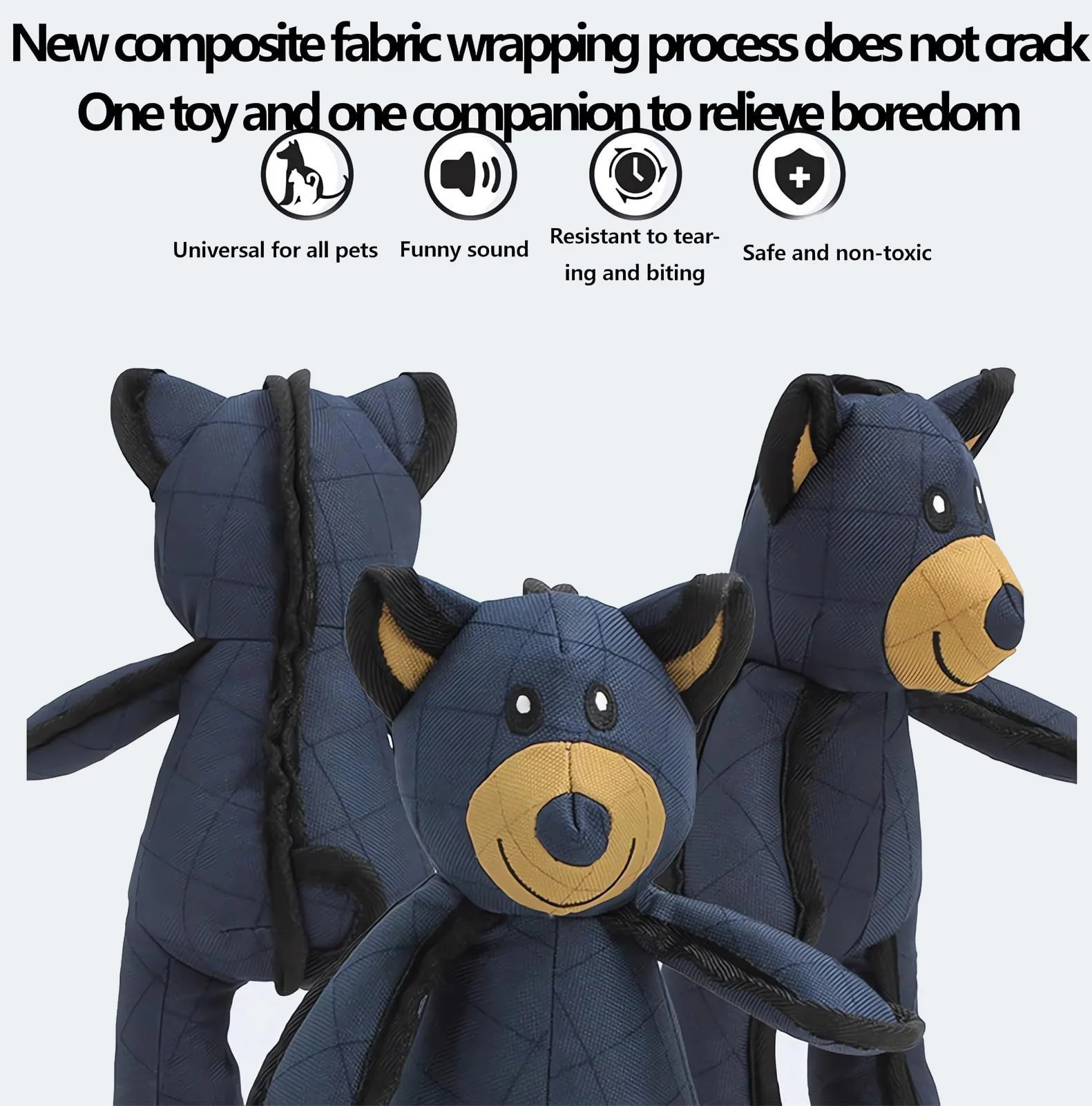 Interactive Squeaky Bear Dog Toy with Chew & Toss Design product view 4