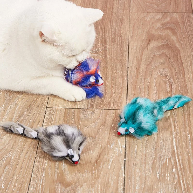 Colorful Furry Mouse Cat Toy
