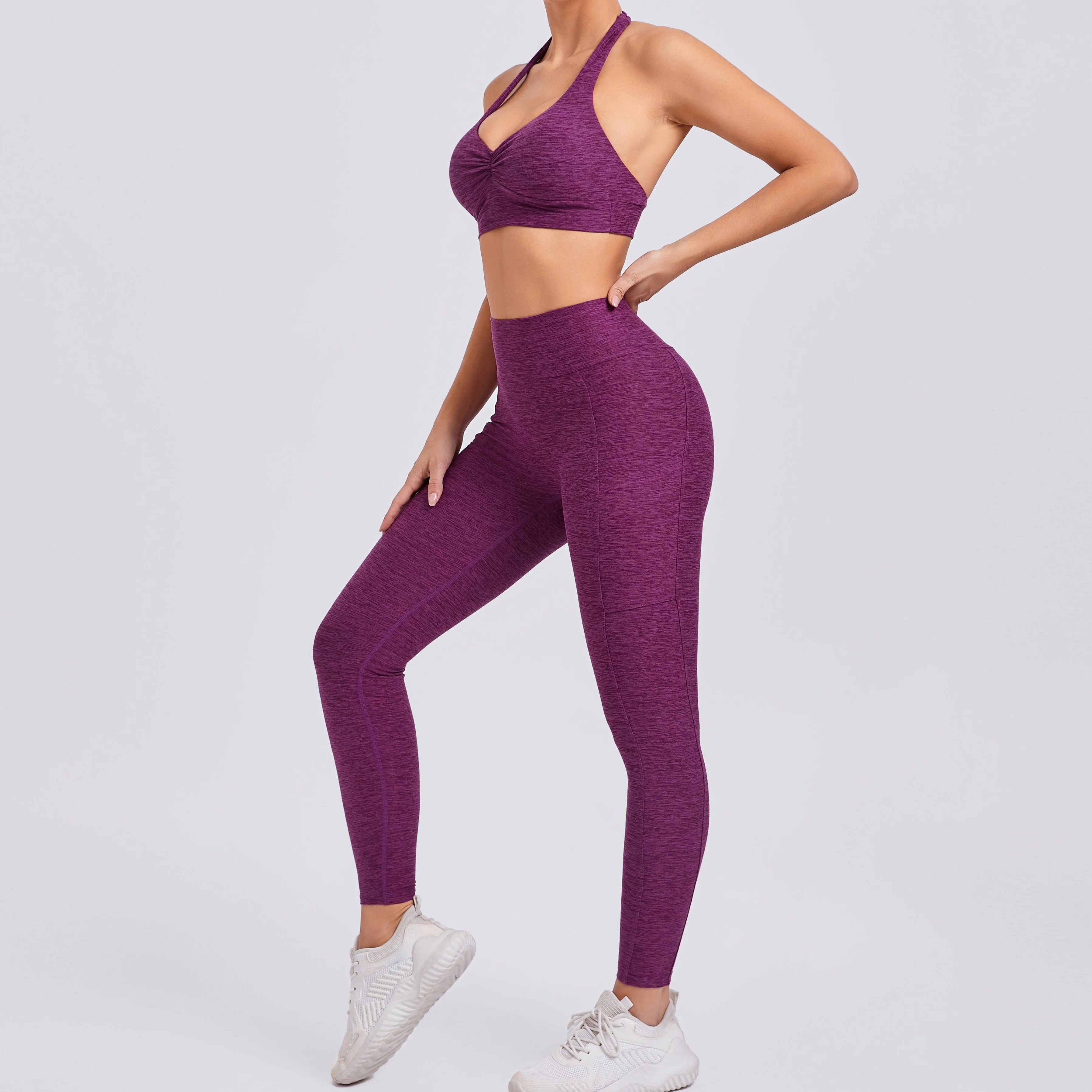 Women’s Backless Push-Up Yoga Set with Scrunch Leggings