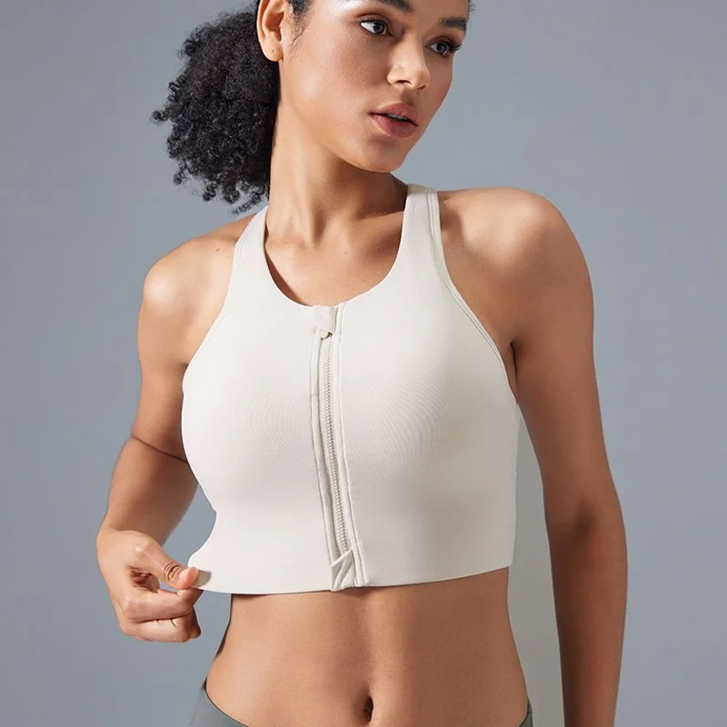 High Impact Yoga Bra with Front Zipper