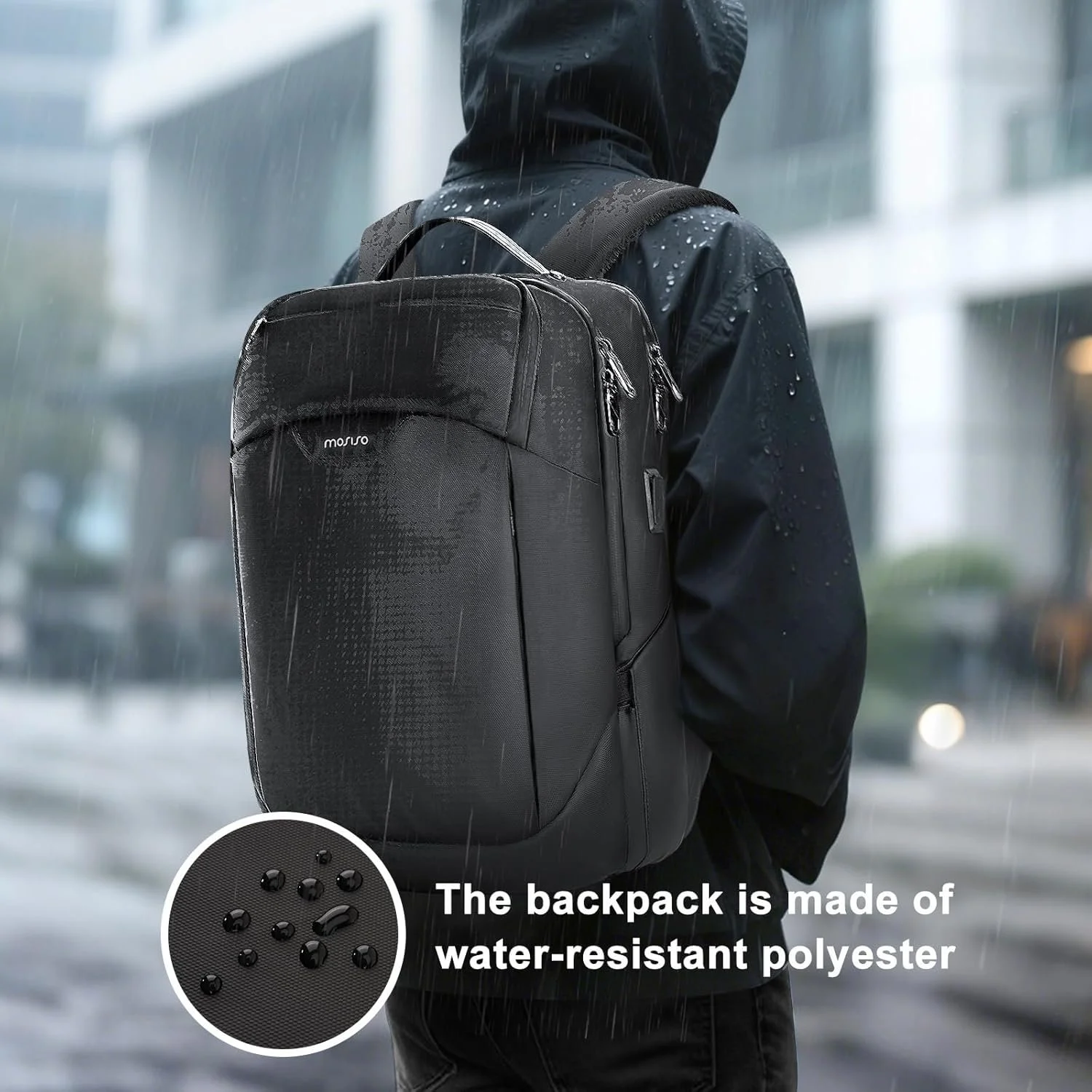 Waterproof 16-Inch Laptop Backpack with USB Charging Port & Wet/Dry Pocket
