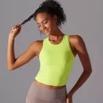 Sleeveless Yoga Vest; Quick-Dry Pleated Tank Top