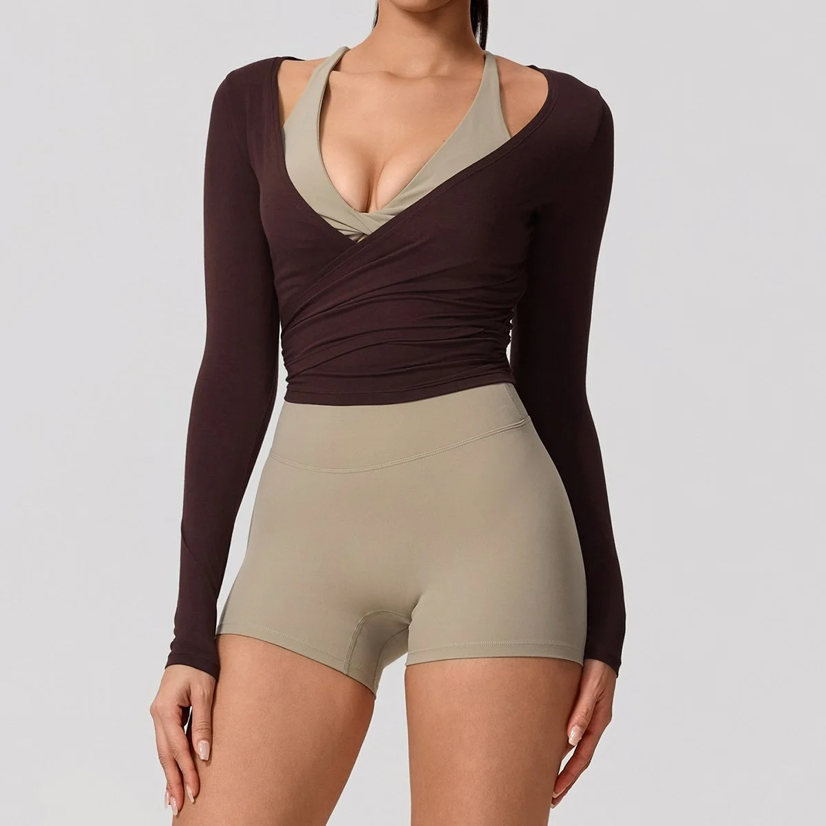 Women's Long Sleeve Ballet Wrap Yoga Top