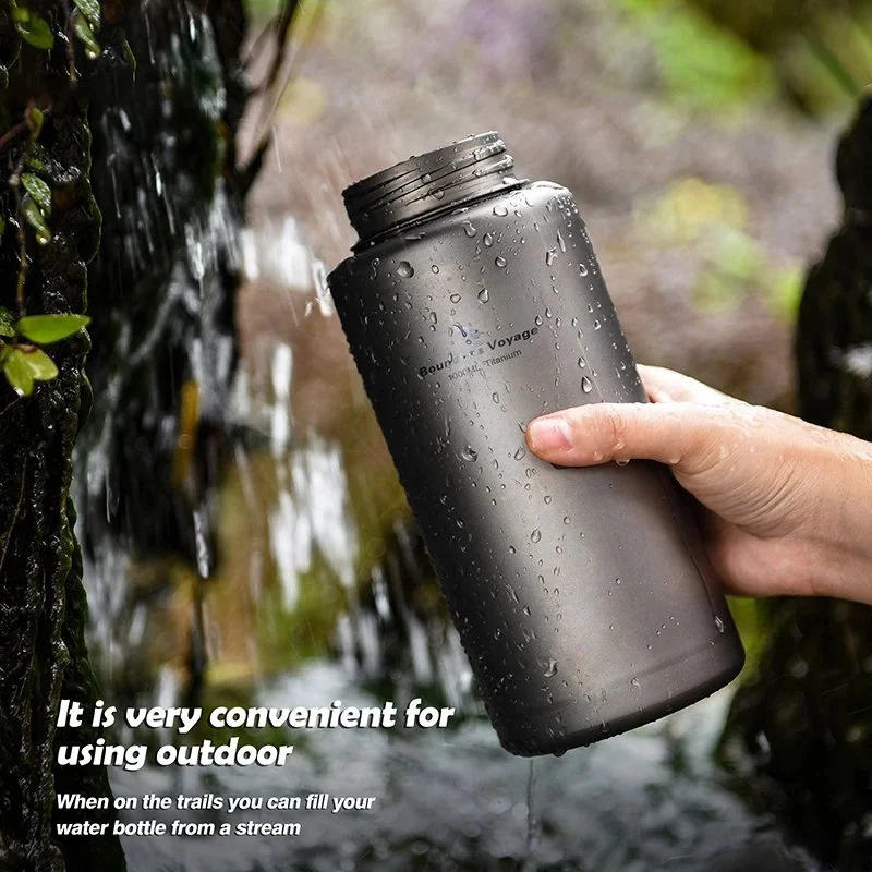 Single-Layer Titanium 34 oz Outdoor Water Bottle for Camping & Hiking