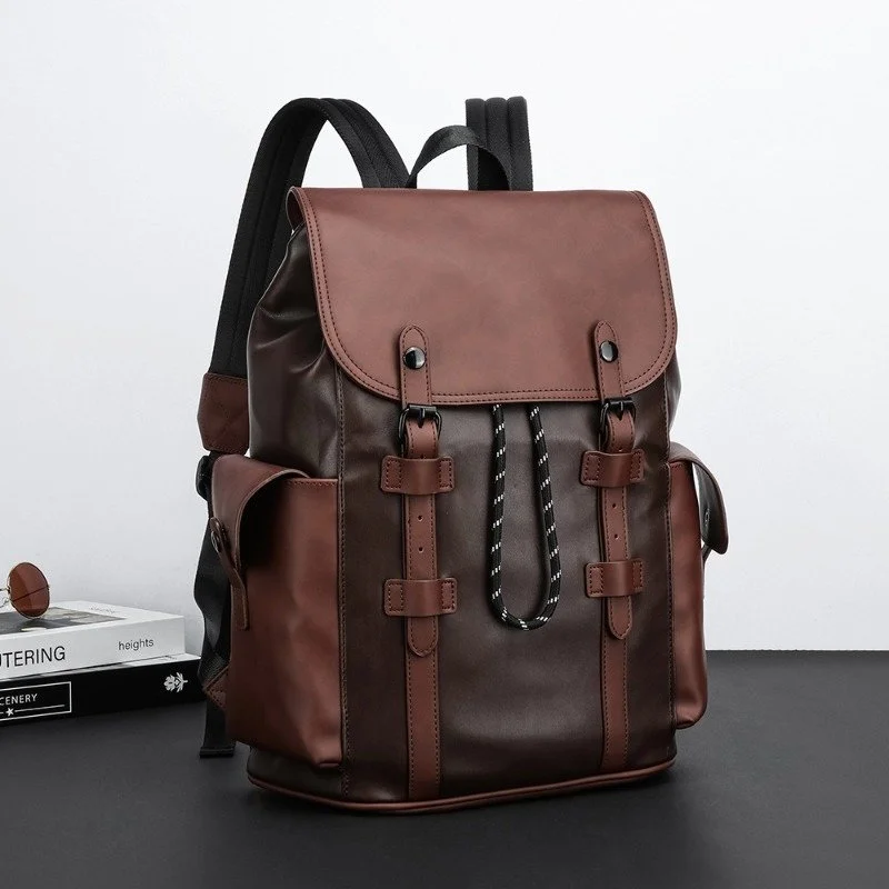 Vintage Waterproof Drawstring Backpack with Flap – Large Laptop Travel Bag
