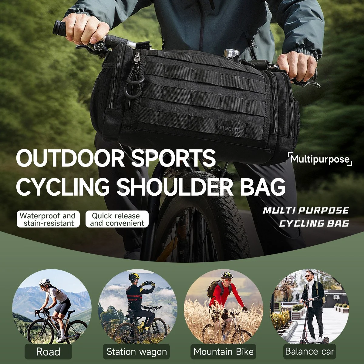 Men’s Waterproof Tactical Crossbody Shoulder Bag for Outdoor & Cycling