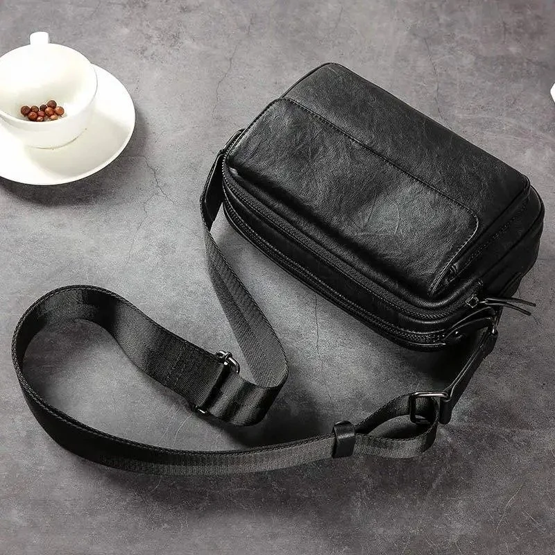 Men’s Luxury Soft PU Leather Crossbody Bag with Flap & Large Capacity