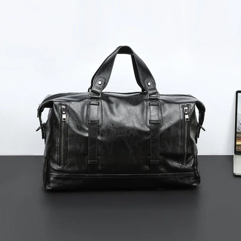 Men’s Luxury PU Leather Travel Tote & Crossbody Duffel Bag