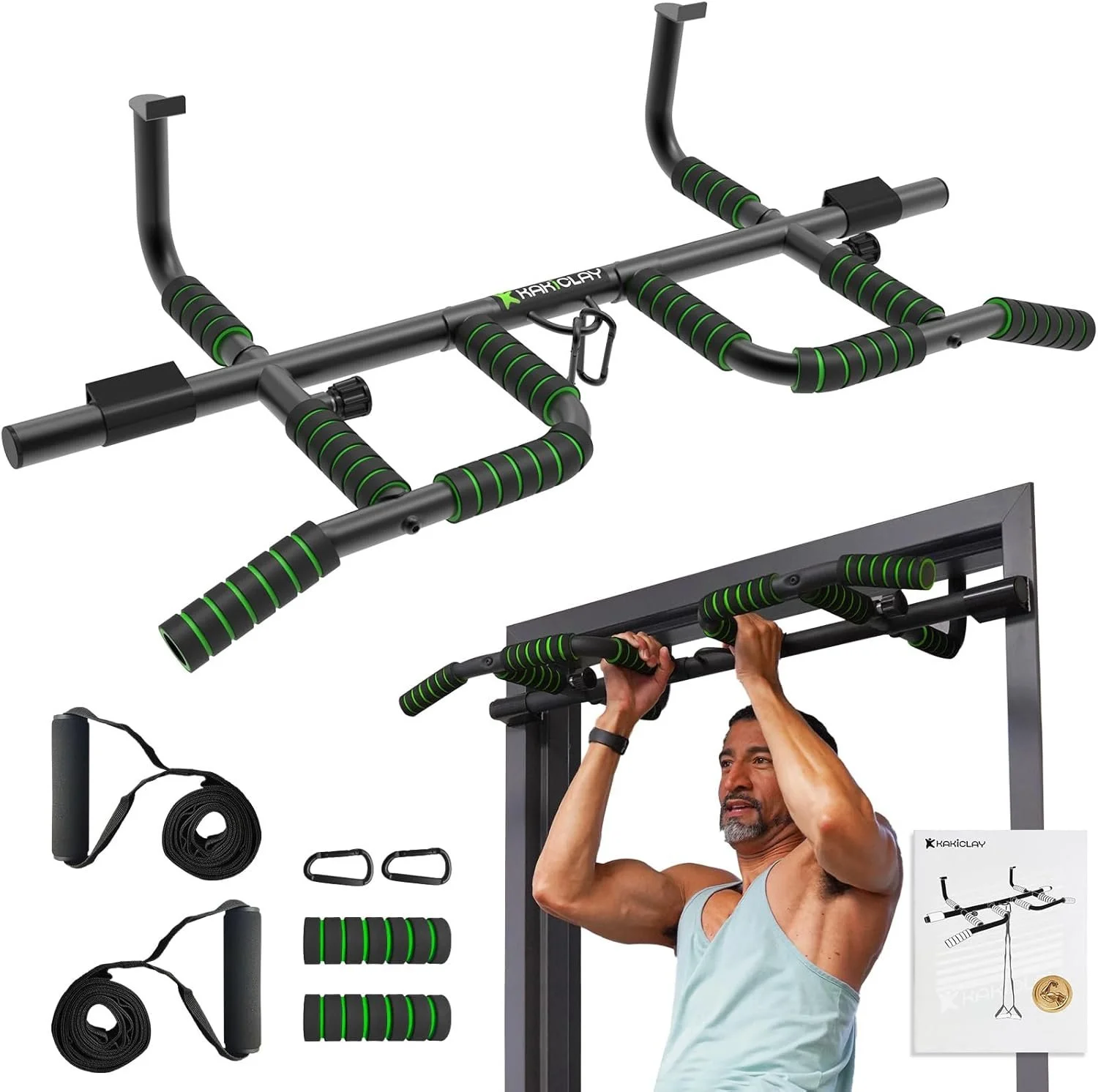 Upgraded Doorway Pull Up Bar with Ergonomic Grip & 440 lbs Capacity