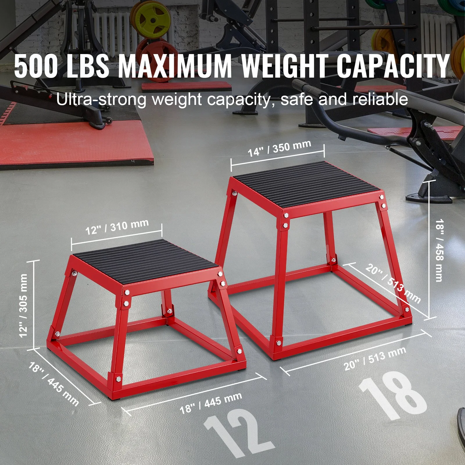 12-Inch Anti-Slip Plyometric Jump Box for Home Gym Strength Training